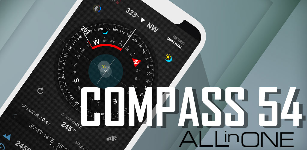 Compass 54 (All-in-One GPS, Weather, Map, Camera) PRO
