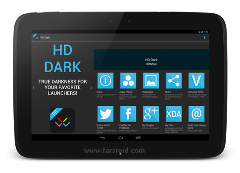 Download HD Dark - Apex, Nova, ADW, GO - Black HD Android theme 