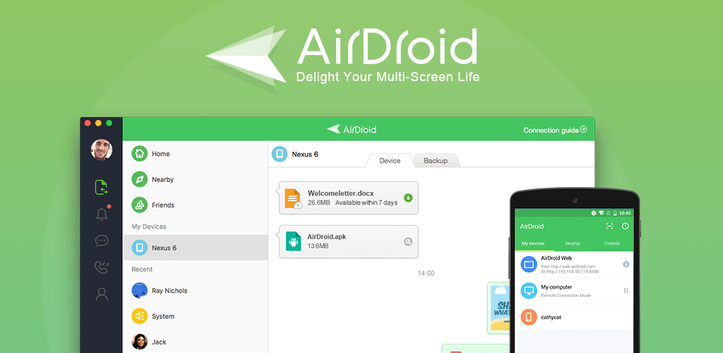 Download AirDroid - the most powerful Android management program via the Internet!