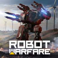 robot warfare mech battle logo